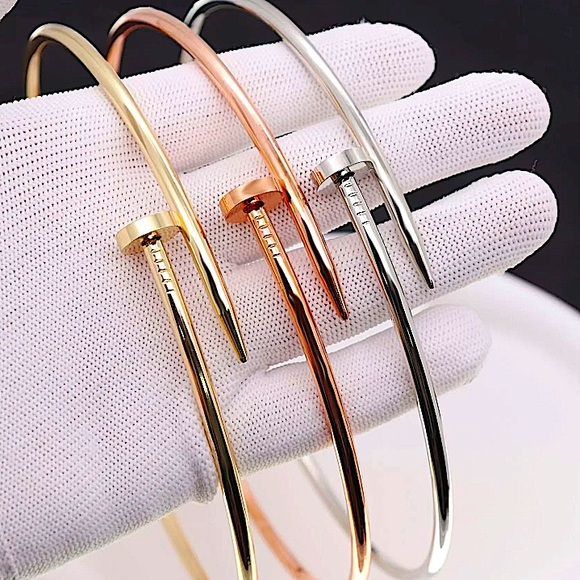 Silver Nail Choker Necklace Platinum No stones Screw Nailhead - Picture 7 of 8